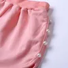 Casual Anzug Kleidung Set Top + Shorts Perle Dekoration 2 Stücke Kinder Mädchen Kinder Kleidung Mädchen 210528