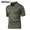 TACVASEN Summer Short Sleeve Quick Dry Polos T-shirts Men's Military Tactical Combat Tee Shirts Team Work Hiking Sport Golf Tops 210714