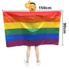 Bandeira do arco-íris xale EUA Bandeira Cabo América Arco-íris Gay Orgulho Bandeiras Festival 90x150cm Party Banner Decorações Suprimentos ZZF13848