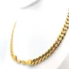 Handmade Dubai Men's Cuban Link Chain Necklace In 18 k Stamped Gold Filled Pave Curb