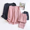 Осенние хлопковые крепи Длинные рукаваные брюки пижамы для женщин пижамы пижамы женщины плюс размер дышащая домашняя одежда 21112