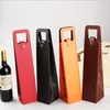 Wein- oder Champagner-Geschenkverpackung aus PU-Leder, Reisetasche, einzelne Weinflaschen-Tragetasche, Organizer, Geschenktaschen