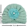 16 * 12.5 cm手作りニットウール帽子ビンテージビーズフラワーベビーガールズキャップ新生児かぎ針編み弾性ボンネット暖かいヘッドウェア