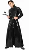 Lista Män Kvinnor Matrix Neo Lång Svart Läder Coat Cosplay Cape Patent Läder Confoined DJ Night Club DS Party Service Y0913