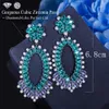 Designer Green Cubic Zirconia Crystal Big Luxury Earrings for Women Statement Engagement Party Wedding Jewelry CZ903 210714