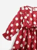 Toddler Girls Polka Dot Flounce Sleeve Ruffle Hem Belted Dress SHE