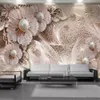 3D papel de parede sala de estar cinza europeia tridimensional em relevo flor fundo parede parede parede papel de parede