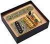 6 Strings Saddle Bridge Plate, 3 Way Switch Control Plate, Neck Pickup Set for Electric Guitars Replacement Parts - Gold