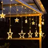 Dekoracje świąteczne Rok 2022 Ozdoby Star Curtain Solar Led Lights do Wystrój Domu Xmas Garland Noel Navidad