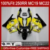 Corps de moulage par injection pour HONDA CBR 250RR 250 RR CC 250R CBR250RR 88 89 112HC.3 CBR 250CC MC19 88-89 CBR250 RR CC 1988 1989 Kit de carénage complet OEM jaune stock