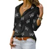 Sonbahar Kadınlar Blouses Casual Uzun Kollu Dönüş Düğmesi Düğmesi Zarif Ofis İş Bluz Gömlekleri Artı Boyut 5xl 210308