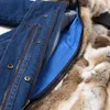 MAOMAOKONG Pelliccia vera pelliccia denim Cappotti Giacca invernale Parka con cappuccio Vera pelliccia di coniglio Fodera Giacca da donna 210917