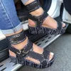 Sandals Women Platform 2021 Bandana Casual Shoes Hook & Loop Wedges Chunky Sandal High Heels Fashion Ladies Females