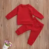Toddler Boys Girls Clothes Fall Winter Solid Color Sweater Top and Long Pant Sets Fashion Baby Outfits Sets Unisex Baby Outfit 210309