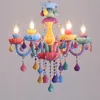 Pendant Lamps 2021 Macaron Candy Ceiling Chandelier Color Candle Chandeliers Children's Room Girl Bedroom Princess Home Decor Lamp