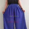 Womens Summer Bohe Beach Chiffon Culottes Loose Palazzo Skirt Pants Women High Elastic Waist Wide Leg Trousers Blue Pink Black 210915