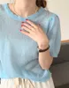 Blue Thitwear футболка тонкий женский короткий с короткими рукавами лето свободного моряка короткий сладкий нежный пузырьковый рукав топ 210529