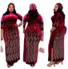 Плюс размер женской одежды Дашики цветы картины печати длинное платье 3/4 рукава случайные африканские платья элегантные Vestidos 210525