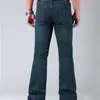 Herrens blossade ben jeans byxor hög midja lång flare för män bootcut blå hommes klockbotten jeans män 210622274j