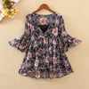 Chiffon Blouse Tps Floral Kimono Boho Ruffle Shirt Womens Tops and Blouses Plus Size Korean Harajuku Clothes Camisa Df2448 210315