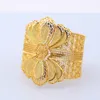 Luxury Indian Big Wide Bangle 24k Gold Color Flower Bangles For Women African Dubai Arab Wedding Jewelry Gifts223y