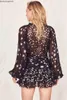 Casual Dresses BOHO INSPIRED Multi-star Sexy Women Party Dress Tied Bow Long Sleeve Ruffle Summer 2021 Super Chic Vestido201L