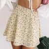 Skirts Summer Chiffon Floral Print Mini Skirt Women A-line High Waist Ruffle Short Female 2021 Sweet Fashion Beach Lady Bottoms