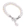 YKNRBPH S925 Bracelet à la mode Perle d'eau douce blanche naturelle Cadeau de mariage pour femme