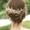 Gold Color Flower Pearl Rhinestone Comb Accessories For Women Handmade Wedding Hair Jewelry Headband Bride Accesories