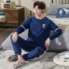 Primavera coreano manica lunga pigiama set per uomo cotone pigiameria tuta da notte maschile loungewear pigiama homewear vestiti per la casa 210901