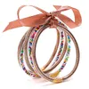 Glitter Jelly Bangles Multicolor Silicone Bracelets Set Ribbon Bowknot Powder Decor Fashion Friendship Circle Wristlets 5pcs Q07191547048
