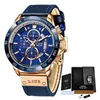 LIGE Horloges Mens Topmerk Luxe Klok Casual Leathe 24-uur Mannen Polshorloge Sport Waterdichte Quartz Chronograph + Box 210527