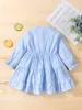 Baby Vertical Stripe Flounce Sleeve Ruffle Hem Dress SHE