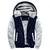 Men Zipper Hoodies Jacket Men Winter Warm Coat Fur Lined Fleece Hoodies Male Hooded Sweatshirt Colorblock Jackets for Men 201104