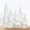 Bottiglia di vetro smerigliato Riutilizzabile Crema per il viso Barattolo per lozione Spray Cosmetici Contenitori per la conservazione 20ml 30ml 40ml 60ml 80ml 100ml 120ml