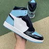 Hög 1 1S basketskor Män kvinnor Twist Bred Toe Black Green Game Royal UNC Patent Court Purple Shattered Fragment Banned Sports