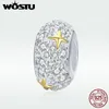 WOSTU 2019 Nouveau 925 Sterling Silver Sparkling Star Cristal Charme Perles Fit Bracelet Pendentif Original Mode Bijoux Cadeau CQC979 Q0531