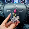 1 stks Bloem Autohouder Opbergkoffer Crystal Diamond Sleutelhangers Cover Remote Sleutel Tas voor BMW Lada Interieur Accessoires