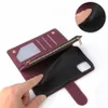 Zipper Wallet Cases With Card Slot For iPhone 13 Pro Max 12 Mini 11 XR Samsung S20 S21 Ultra Note 20 A51 A72 5G A82 Huawei One Plus Multifunctional Protective