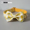 Free engrave ID nylon Luxury dog collar leash with bow tie banana design gold metal buckles adjustable pet supplies accessories Y200515