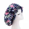 Mode dentelle Satin imprimé Double couche bonnet de nuit africain doux Floral femmes beauté soins des cheveux casquette ronde sommeil chapeaux