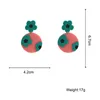 한국 패션 달콤한 ploymer 점토 꽃 매달려 귀걸이 3D 다채로운 아크릴 라운드 기하학적 귀걸이 여성 펜던트 쥬얼리