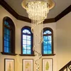 Long stair chandeliers duplex building villa living rooms staircase lamp modern minimalist crystal chandelier for dining Room Lamps LED