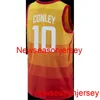 100% zszyty Mike Conley #10 Orange Basketball Jersey