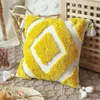 Cushion Cover 45x45cm Moroccan Style Tuft Tassels Handmade Decoration Pillow Cover Diamond Ivory Pink Blue Yellow For Sofa Bed 210315