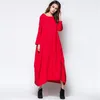 Casual Dresses Long Sleeves Arab Robe Women Eid 2021 Plus Size Solid Color Muslim Maxi Abaya O-neck Loose Holiday Party Dress