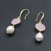 Guaiguai Jewelry Natural Pink Glass Crystal White Rice Pearl Pearl Plated Acced Handmade for Girls1315128