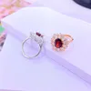 Solitaire Ring, S925 Sterling Zilver Natuurlijke Garnet Ring Engagement Wedding Band Ringen voor Dames Bruids Sieraden