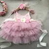 Mooie bloem meisjes trouwjurk kinderen partij tutu jurk voor kinderen bloemen sjerpen prinses sling zomer 210529