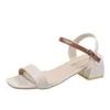 Simple one word sandals with buckle New summer sandals with all kinds of fairy wind and thick heels hot fashion 35-43